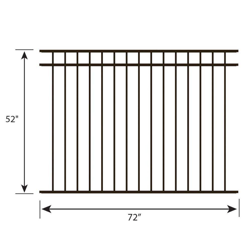 FORGERIGHT 4 ft. H x 6 ft. W 3-Rail Deluxe Black Aluminum Fence Panel 836263