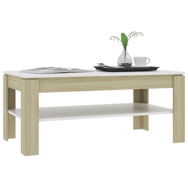 Coffee Table White and Sonoma Oak 43.3