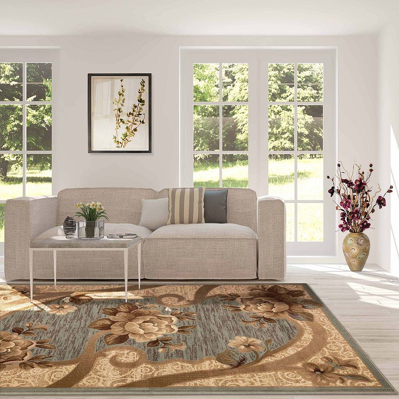 SUPERIOR Traditional Oversized Floral Border Power-Loomed Indoor Area Rug or Runner