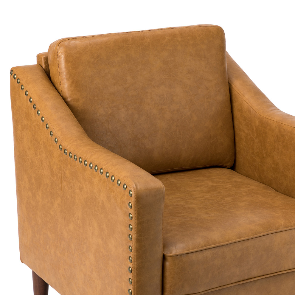 Vegan Leather Armchair With Sloped Arms Set of 2   Midcentury   Armchairs And Accent Chairs   by Karat Home  Houzz