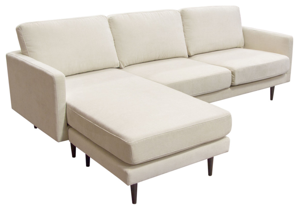 Kelsey Reversible Chaise Sectional  Cream Fabric   Midcentury   Sectional Sofas   by Kolibri Decor  Houzz