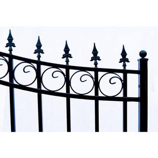 ALEKO Prague Style 14 ft. x 6 ft. Black Steel Single Swing Driveway Fence Gate DG14PRASSW-HD