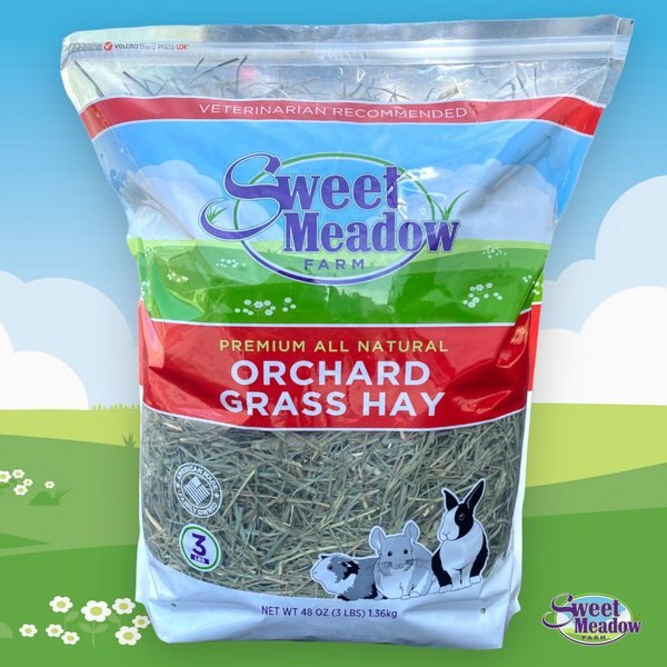 Sweet Meadow Farm Orchard Grass Hay Small Pet Food， 3-lb bag