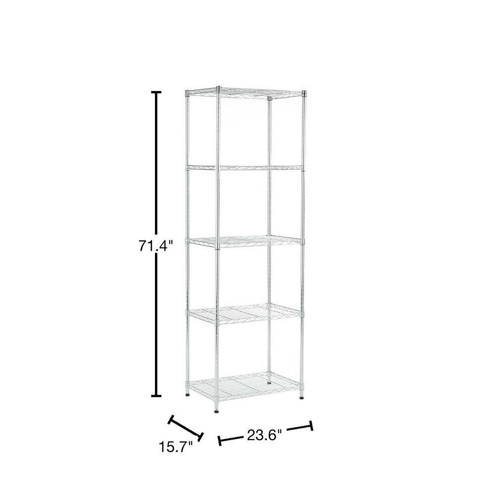 MZG Chrome 5-Tier Steel Shelving (15.7 in. x 23.6 in. x 71.4 in.) 4060181OFH501SG