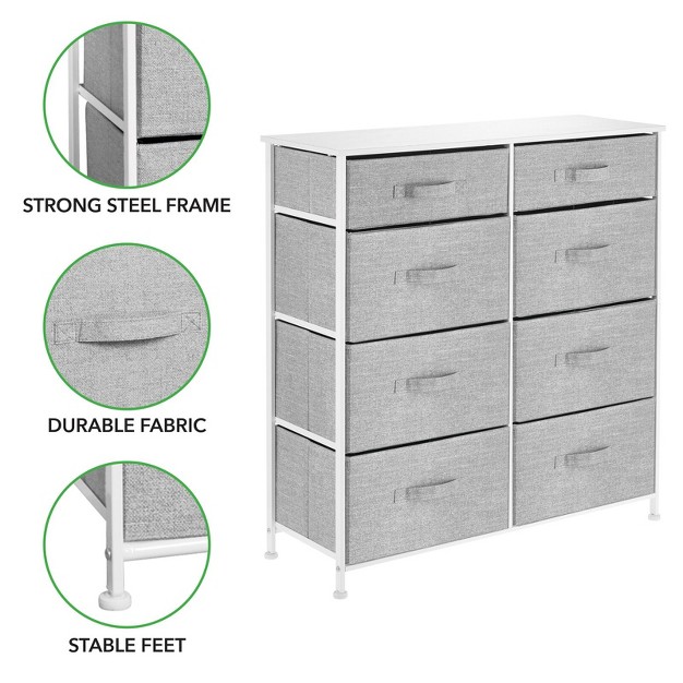 Mdesign Tall Storage Dresser Furniture With 8 Slim Fabric Drawers