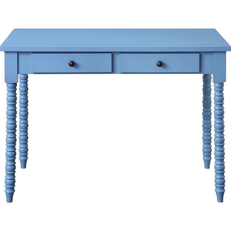 Recatngular Wooden Storage Drawer Writing Desk， Blue