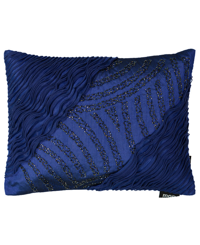 Mod Lifestyles Holiday Blue Collection Diagonal Ruffle With Beads Embroidery Lumbar Pillow， 13