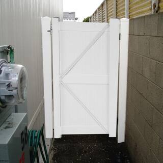 Weatherables Augusta 3.7 ft. x 7 ft. White Vinyl Privacy Fence Gate Kit SWPR-3R-7X44.5