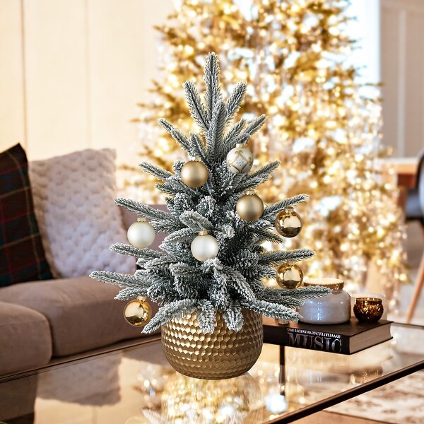 1.5Ft Snow Flocked Potted Artificial Tree Tabletop Christmas Tree