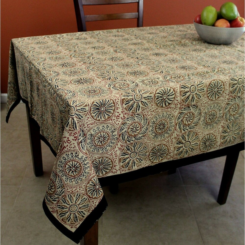 Vegetable Dye Block Print Cotton Floral Tablecloth Collection