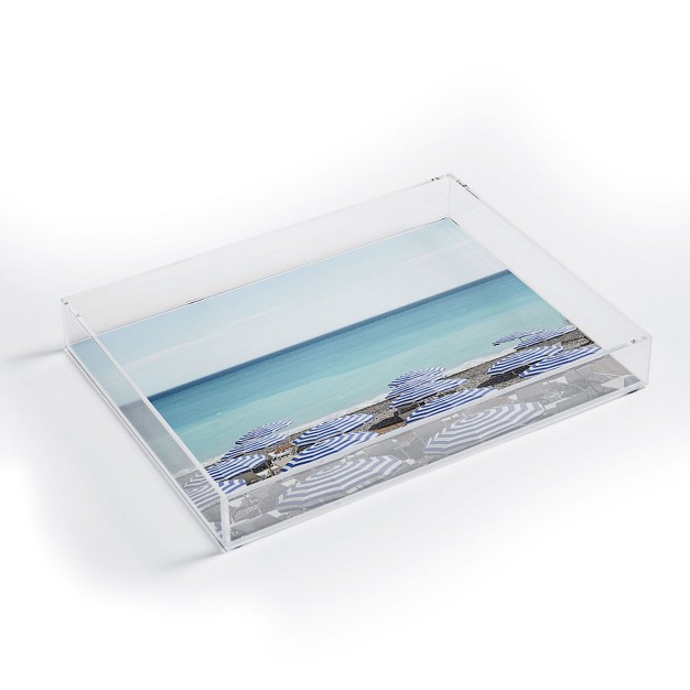 Henrike Schenk Travel Photography Blue Beach Umbrellas Photo Acrylic Tray deny Designs