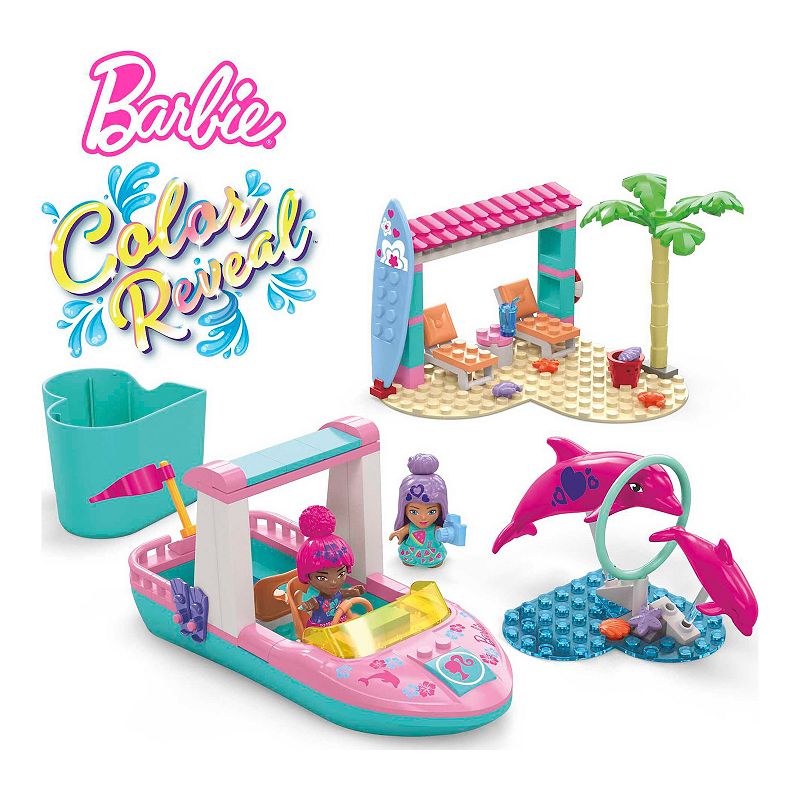 MEGA Barbie Color Reveal Dolphin Exploration Building Set with 10+ Surprises