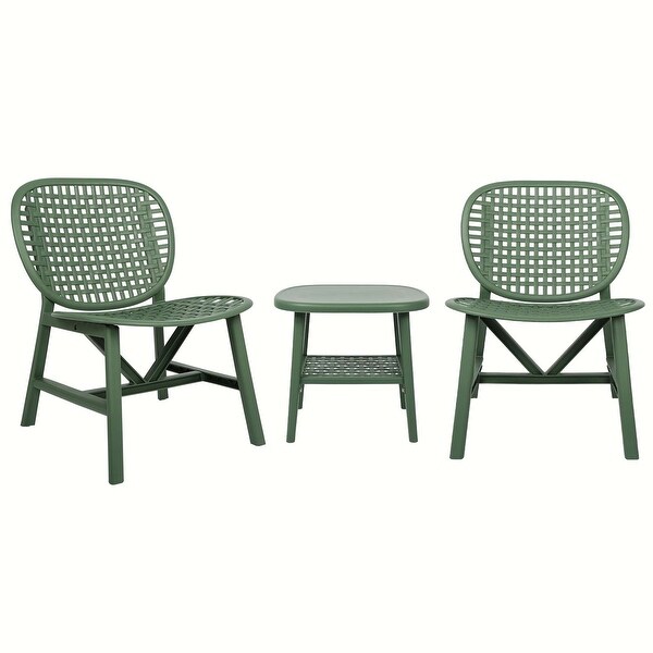 3 Pieces Hollow Design Retro Patio Table Chair Set - Overstock - 37914445