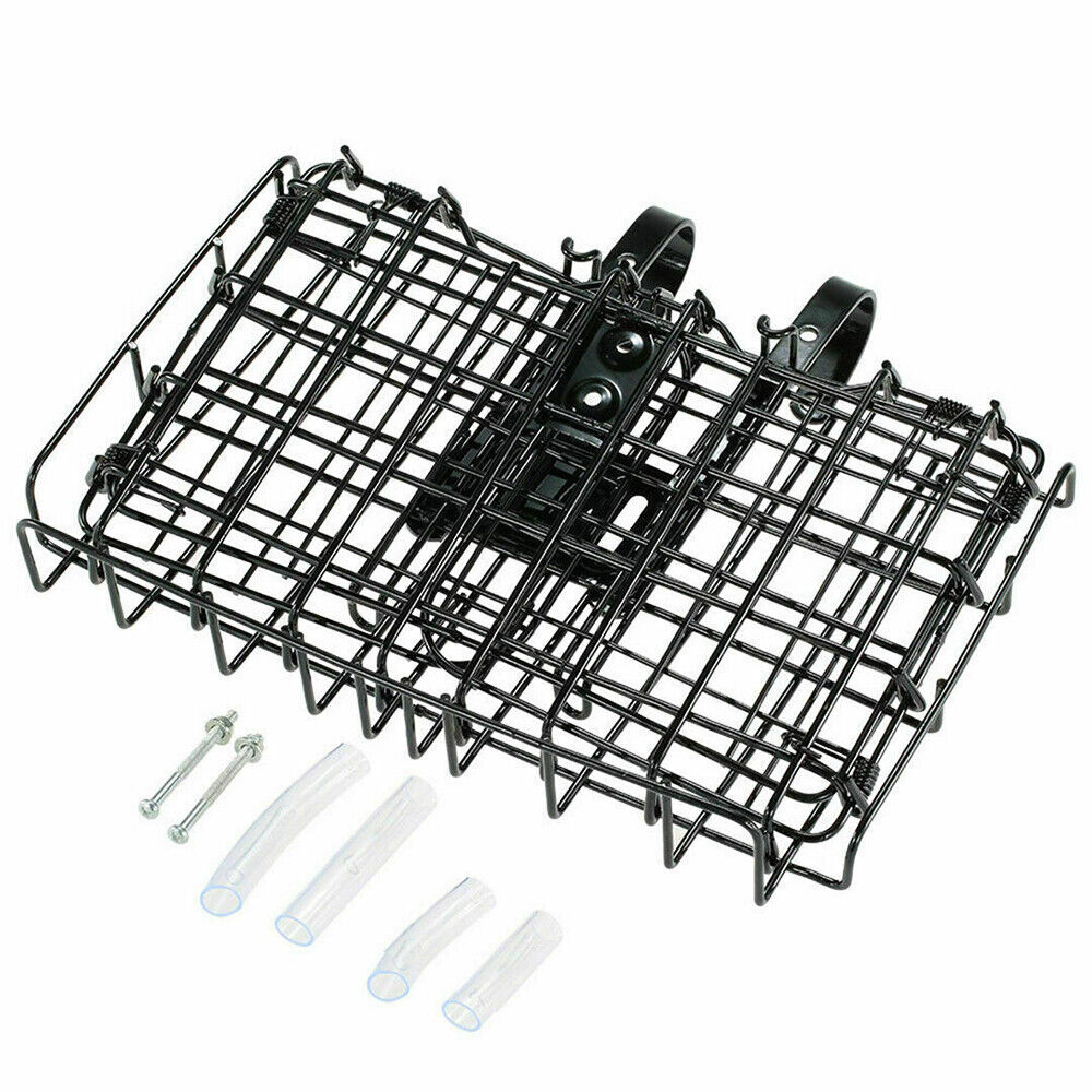 JahyShow Bicycle Bike Basket Detachable Folding Metal Wire Handlebar Storage Carrier For Front Rear