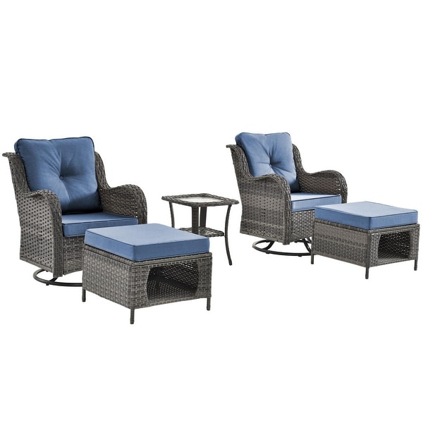 5 Piece Outdoor Patio Furniture SetSwivel Rocker Chair and Ottoman Set