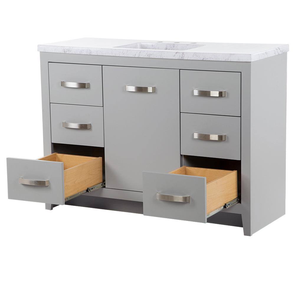 Home Decorators Collection Blakely 49 in. W x 19 in. D Bath Vanity in Sterling Gray with Stone Effects Vanity Top in Lunar with White Sink BK48P2-LY