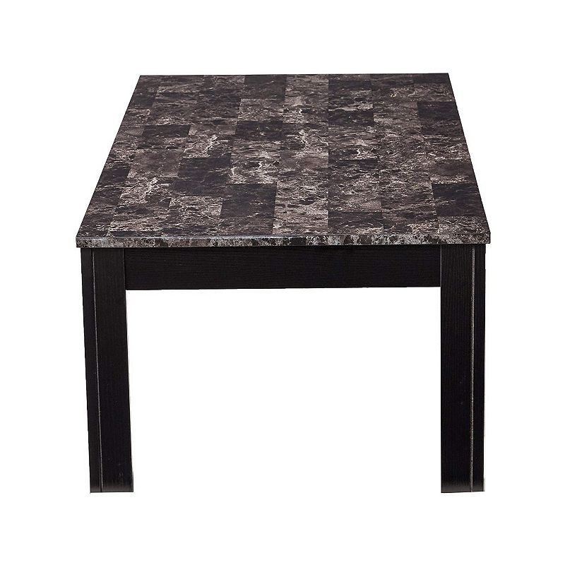 Impressive 3 piece occasional table set with marble top， black