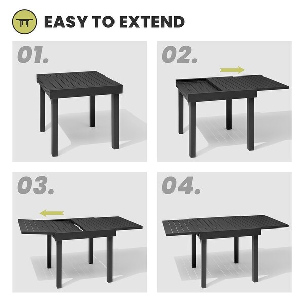 Outdoor Expandable Aluminum Dining Table with Leaf Extension