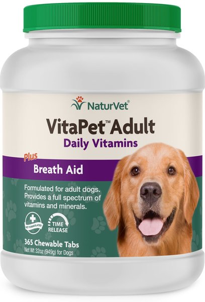 NaturVet VitaPet Adult Plus Breath Aid Chewable Tablets Multivitamin for Dogs