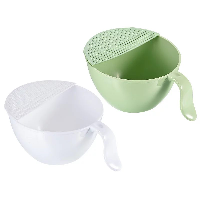 Rice Washing Bowl Fruit Vegetable Colander Drain Basket 2PCS