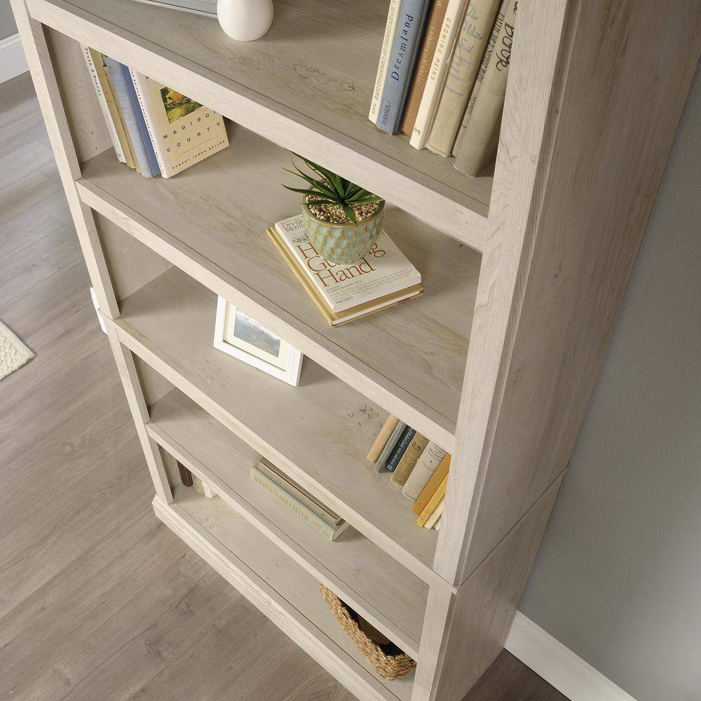 SAUDER 69.76 in. Chestnut Wood 5-shelf Standard Bookcase with Adjustable Shelves 423033