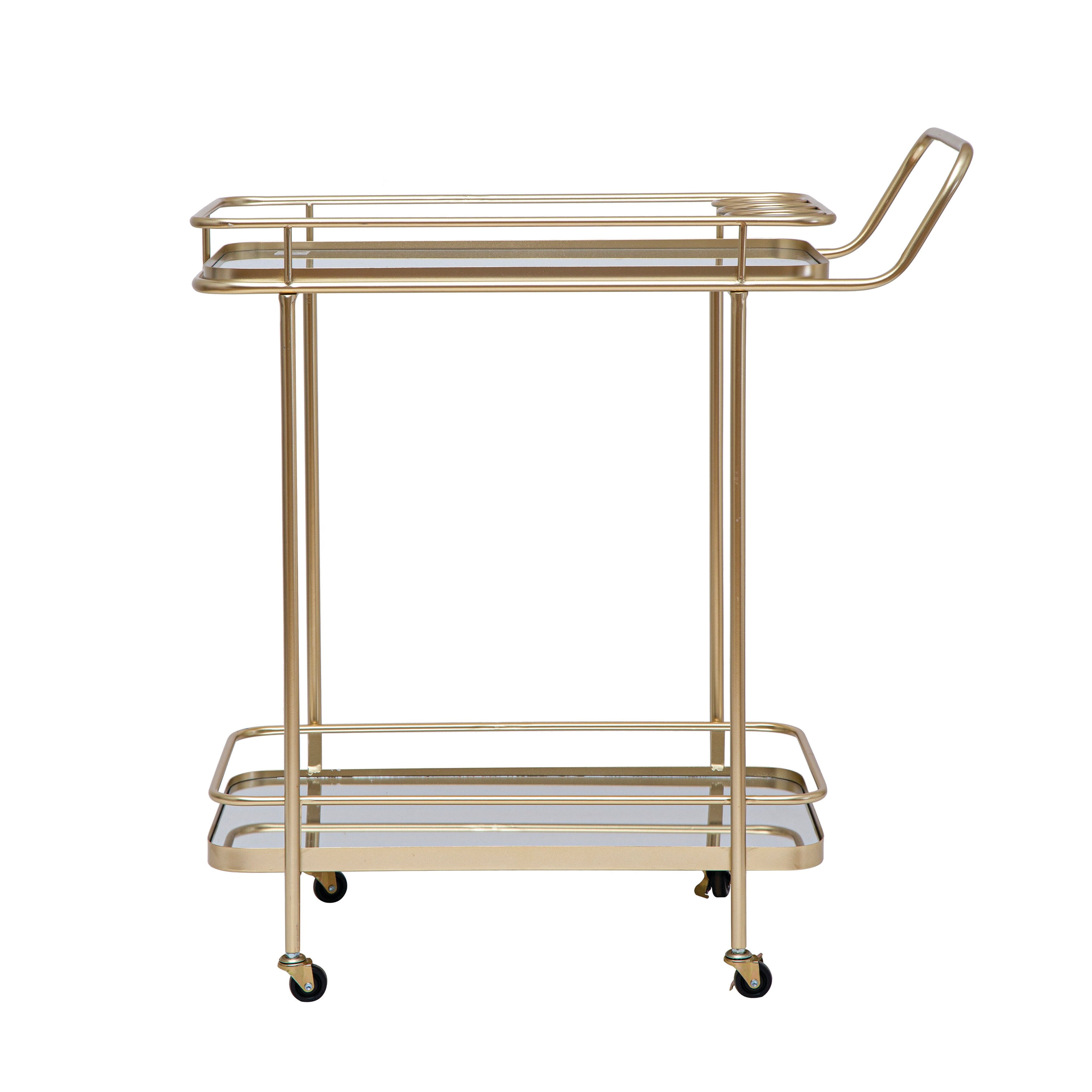 2-Tier Mirrored Metal Bar Cart with Casters - 31.5