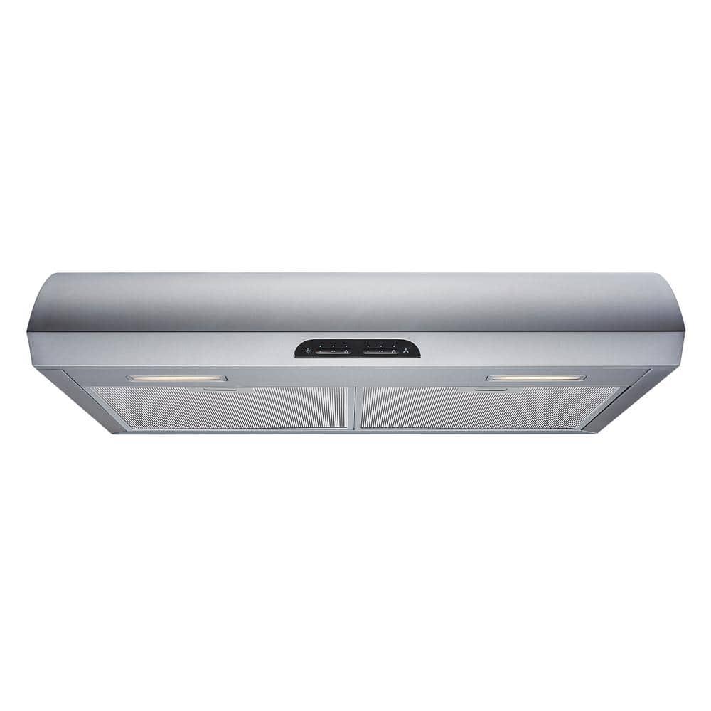 Winflo 30 in 483 CFM Convertible Under Cabinet Range Hood in Stainless Steel with Mesh Filters and Touch Controls