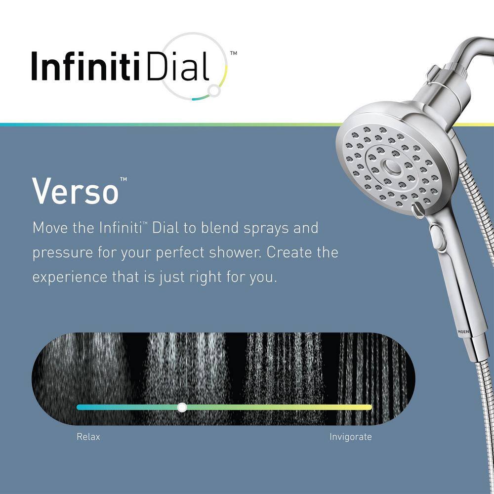 MOEN Verso Magnetix 8-Spray Patterns with 1.75 GPM 5 in. Wall Mount Handheld Shower Head Infiniti Dial in Brushed Nickel 220H2EPSRN