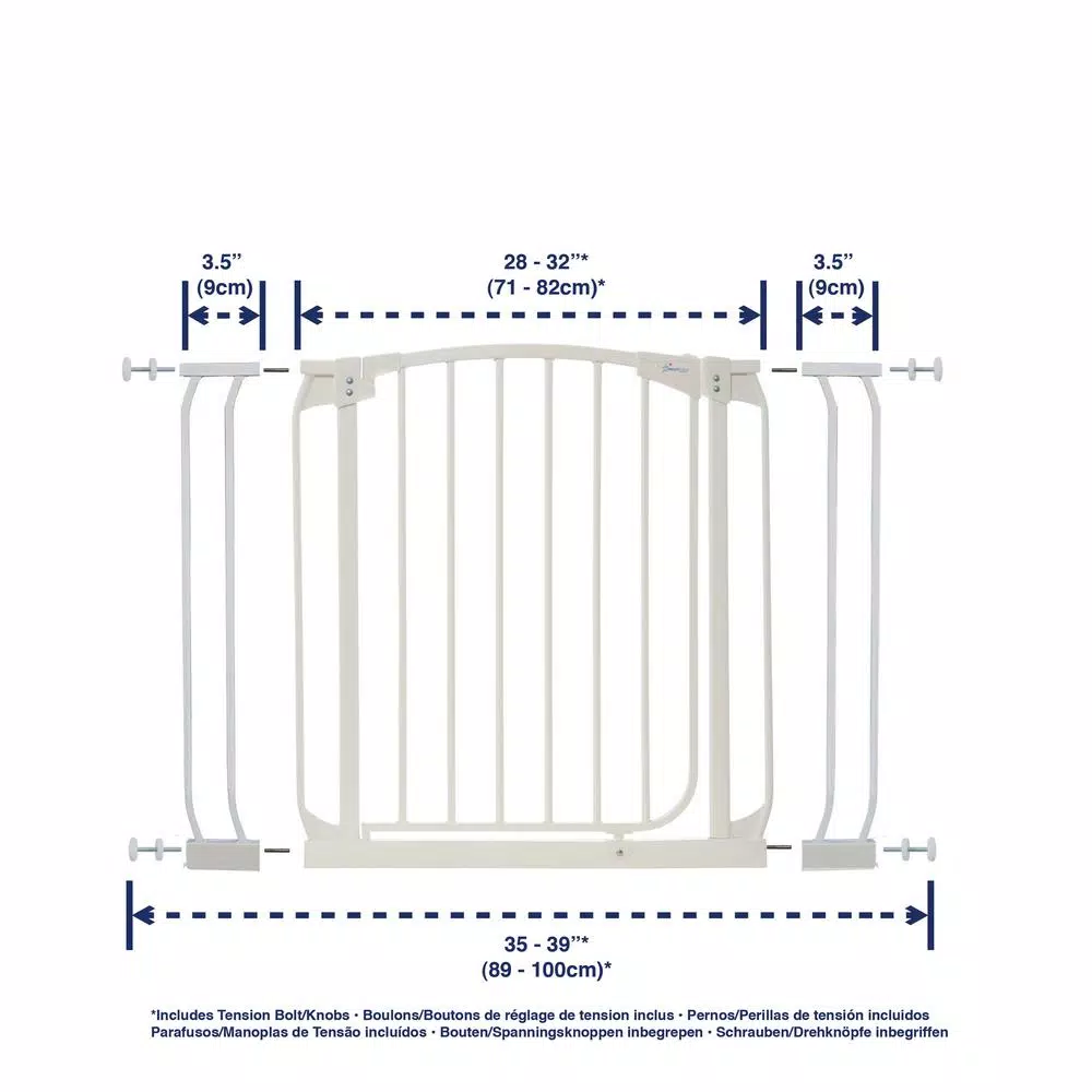 Dreambaby Chelsea 29.5 in. H Standard Height Auto-Close Security Gate in White with Extensions and#8211; XDC Depot