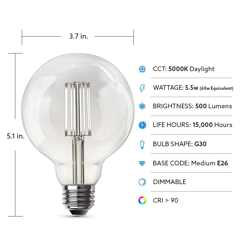 Feit Electric 60-Watt Equivalent ST19 (4-Pack) G30 (2-Pack) and 40-Watt T10L Vintage Edison LED Light Bulbs Bundle Set Daylight ST1960T10LSG3060950CAHDRP