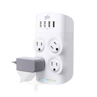 360 Electrical 24-Watt Revolve 4-Outlet Surge Protector 3E0775-WHT6NA