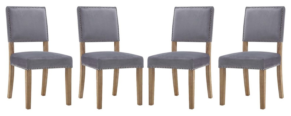 Modern Urban Living Dining Side Chair  Set of 4  Velvet Fabric Wood   Transitional   Dining Chairs   by House Bound  Houzz