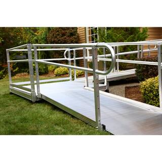 EZ-ACCESS PATHWAY 16 ft. Straight Aluminum Wheelchair Ramp Kit with Solid Surface Tread and 2-Line Handrails PS16S