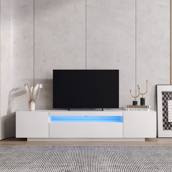 Console Table TV Stand Cabinet with LED Lights， Storage Drawers， Entertainment Center Media