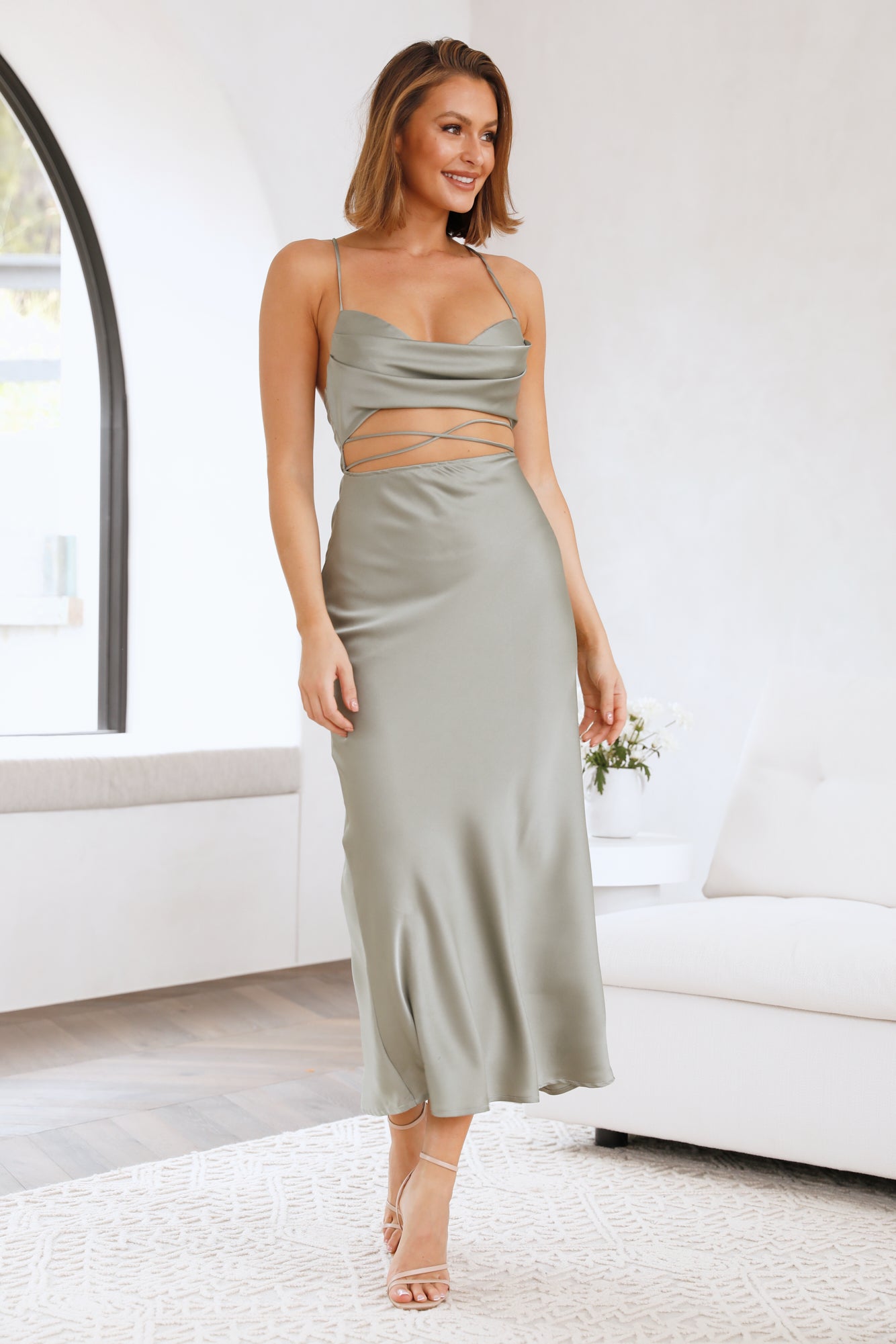 Late Night Drives Maxi Dress Khaki