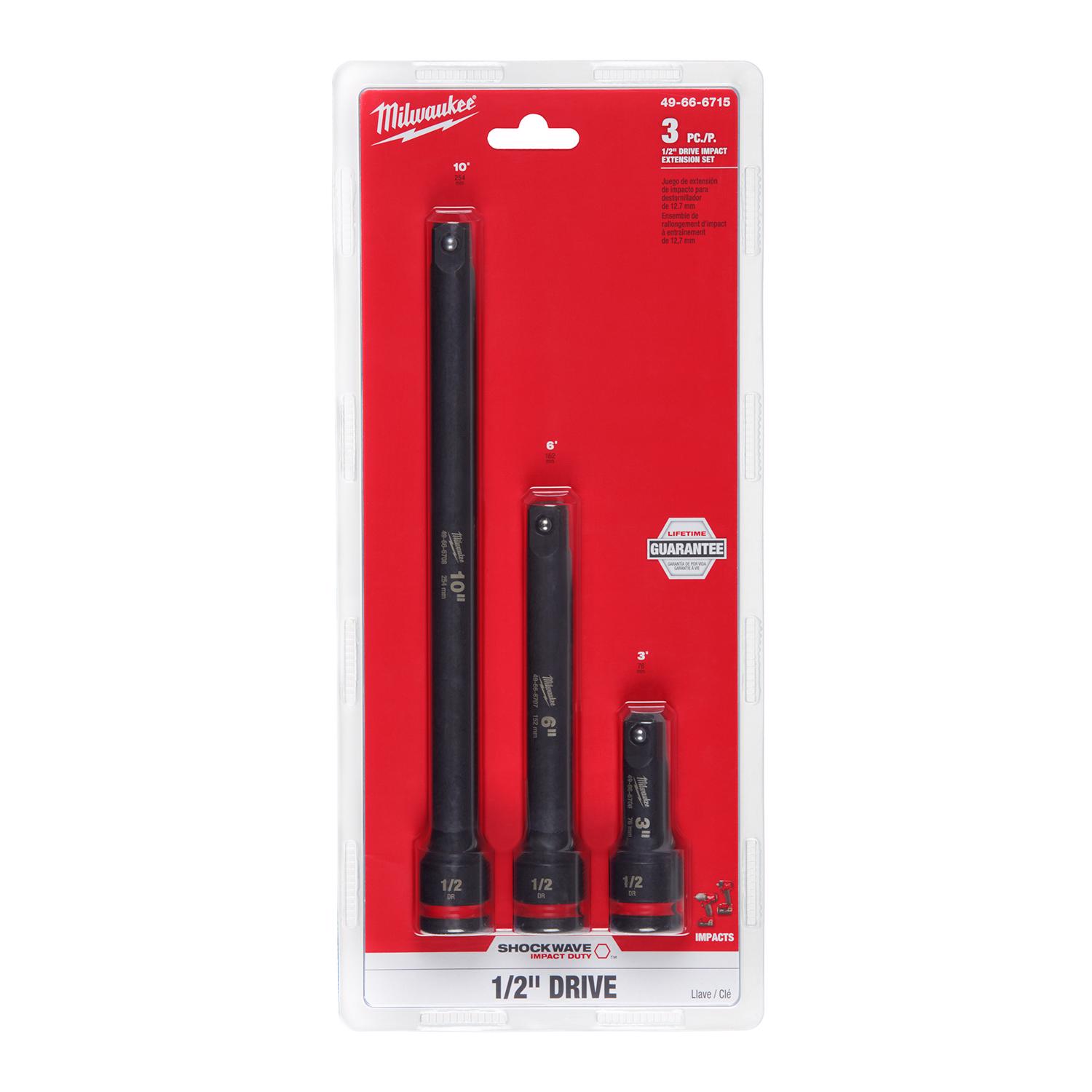 MW Shockwave 1/2 in. drive SAE 6 Point Impact Extension Set 3 pc