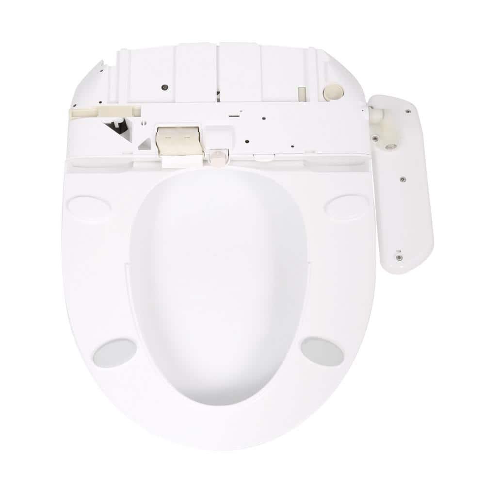 SmartBidet Electric Bidet Seat for Elongated Toilets with Control Panel and Removable Nozzle Cap in White