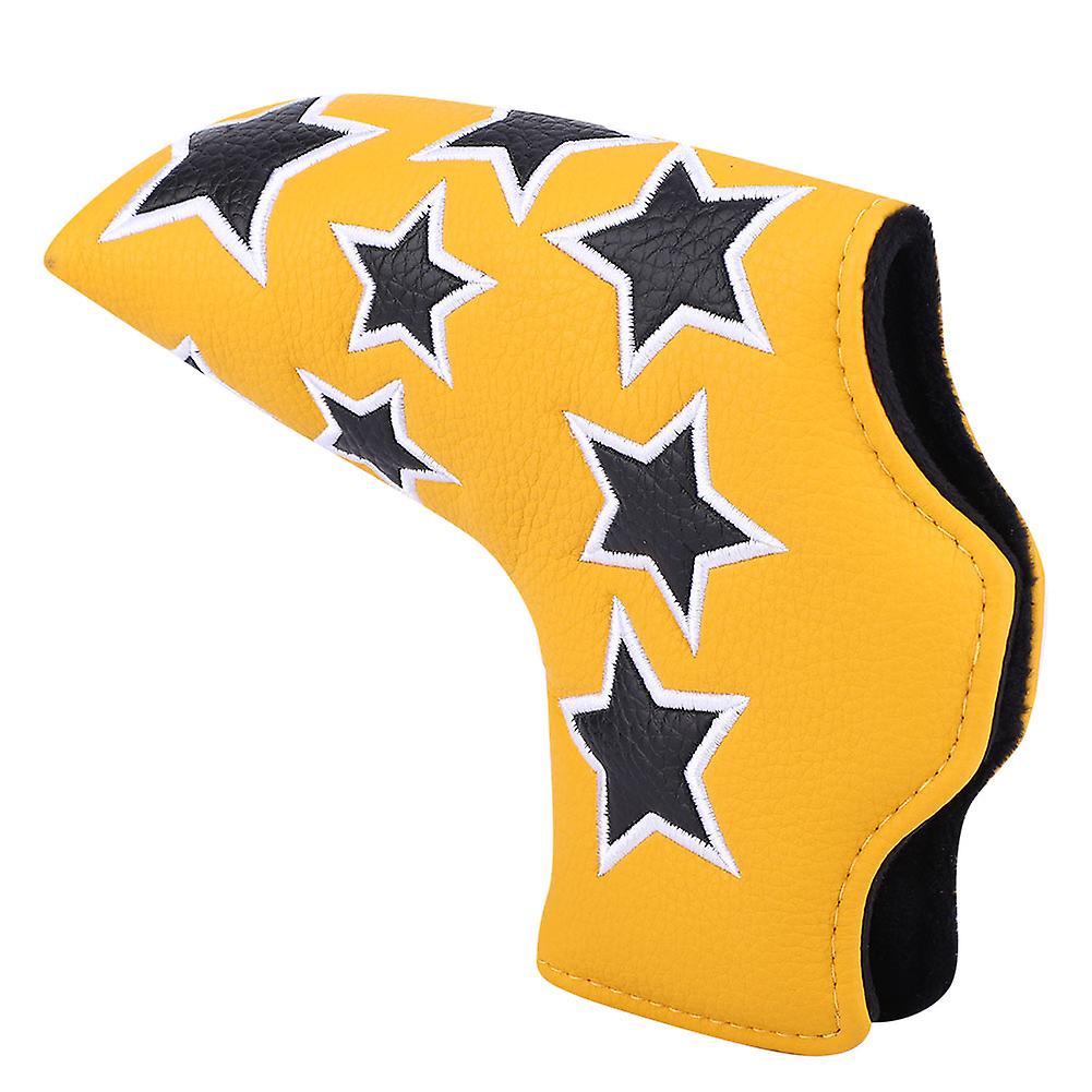 L Shape Pu Leather Star Embroidery Semicircular Waterproof Thicken Plush Golf Putter Head Cover Club Headcovers Accessoryyellow