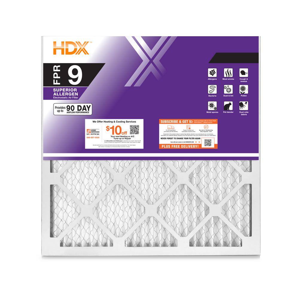 HDX 18 in. x 18 in. x 1 in. Superior Pleated Air Filter FPR 9 HDX1P9-011818