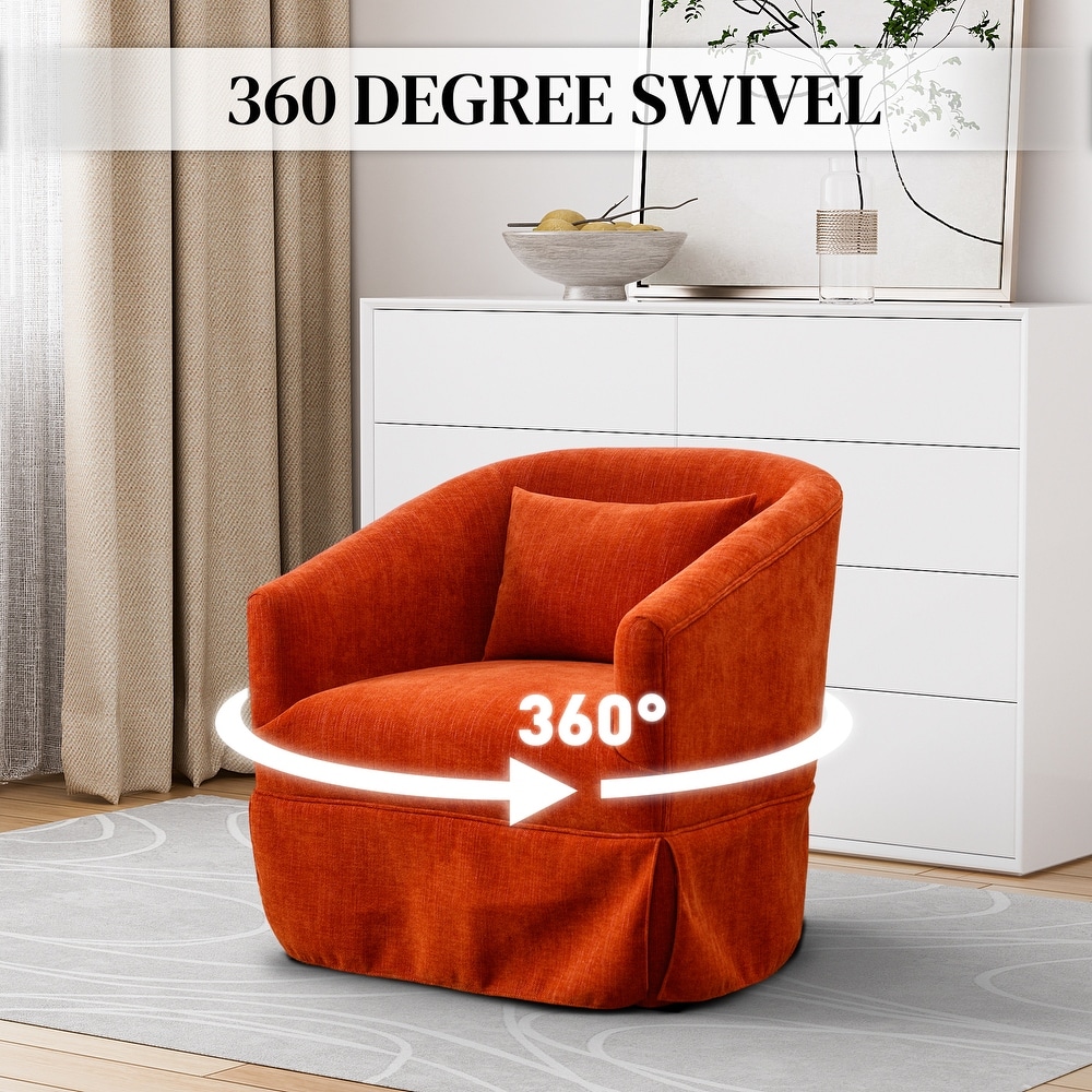 Ouyessir Set of 2 Swivel Barrel Chair 360 Degree Upholstered Accent Chair Fabric Armchair