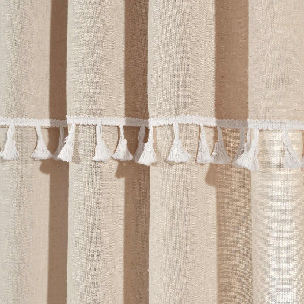 Lush Decor Ivy Tassel Faux Linen Window Curtain Panel Pair   84\