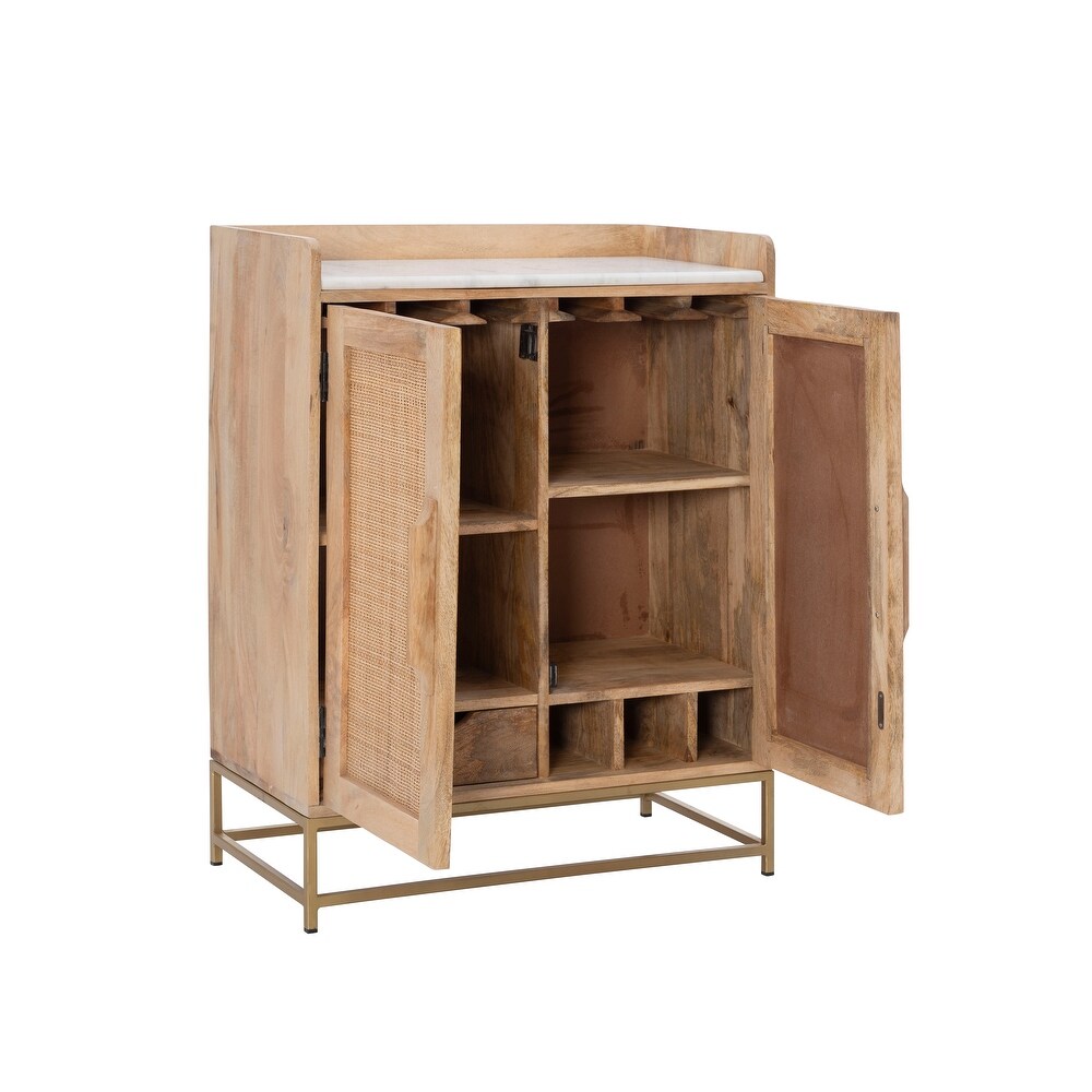 Spence Wooden Bar Cabinet with Marble Top