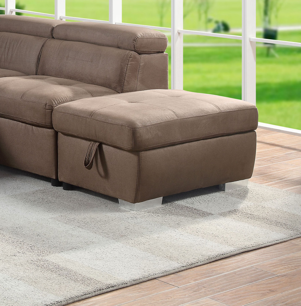 ACME Acoose Ottoman With Storage  Brown Fabric   Transitional   Sleeper Sofas   by Acme Furniture  Houzz