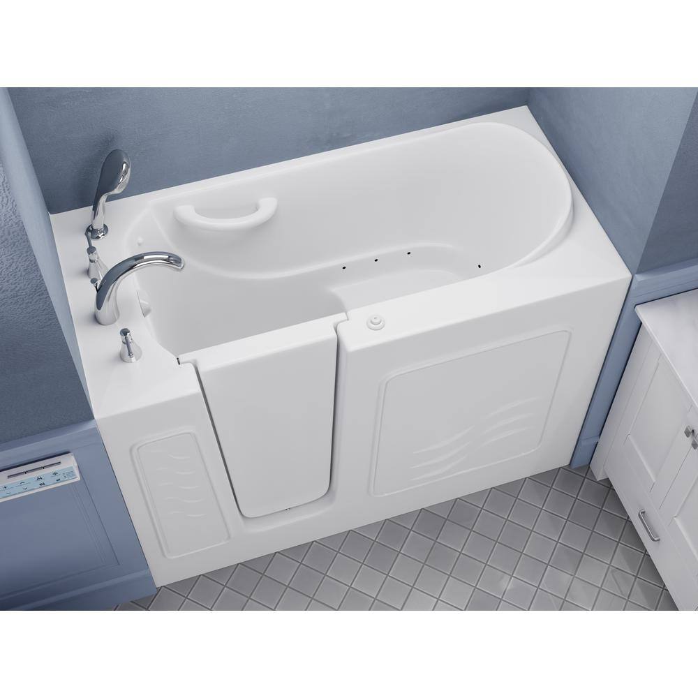 Universal Tubs Builder's Choice 53 in. Left Drain Quick Fill Walk-In Air Bath Tub in White B2653LWA