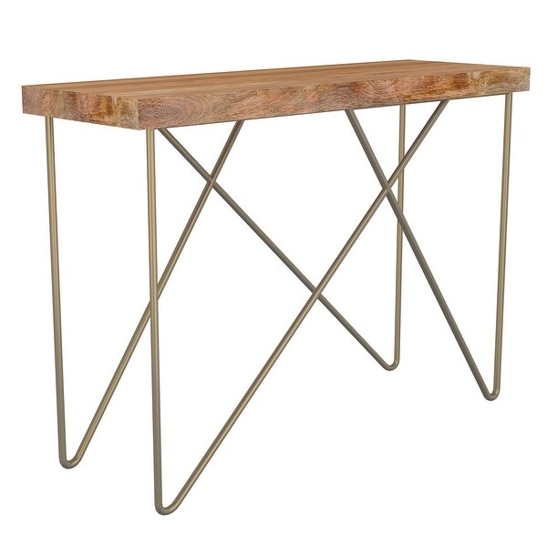 Rustic Modern Solid Wood Console Table in Natural and Aged Gold