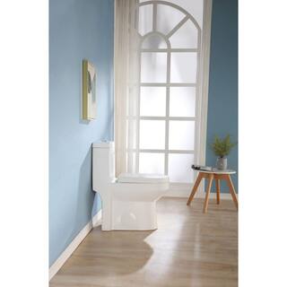 HOROW 10 in. Rough-In 1-piece 0.81.28 GPF Dual Flush Round Toilet in White Seat Included HR-0310