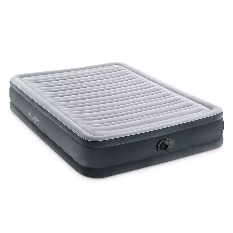 Intex Comfort Deluxe Dura-Beam Plush Air Mattress Bed with Built-In Pump， Full