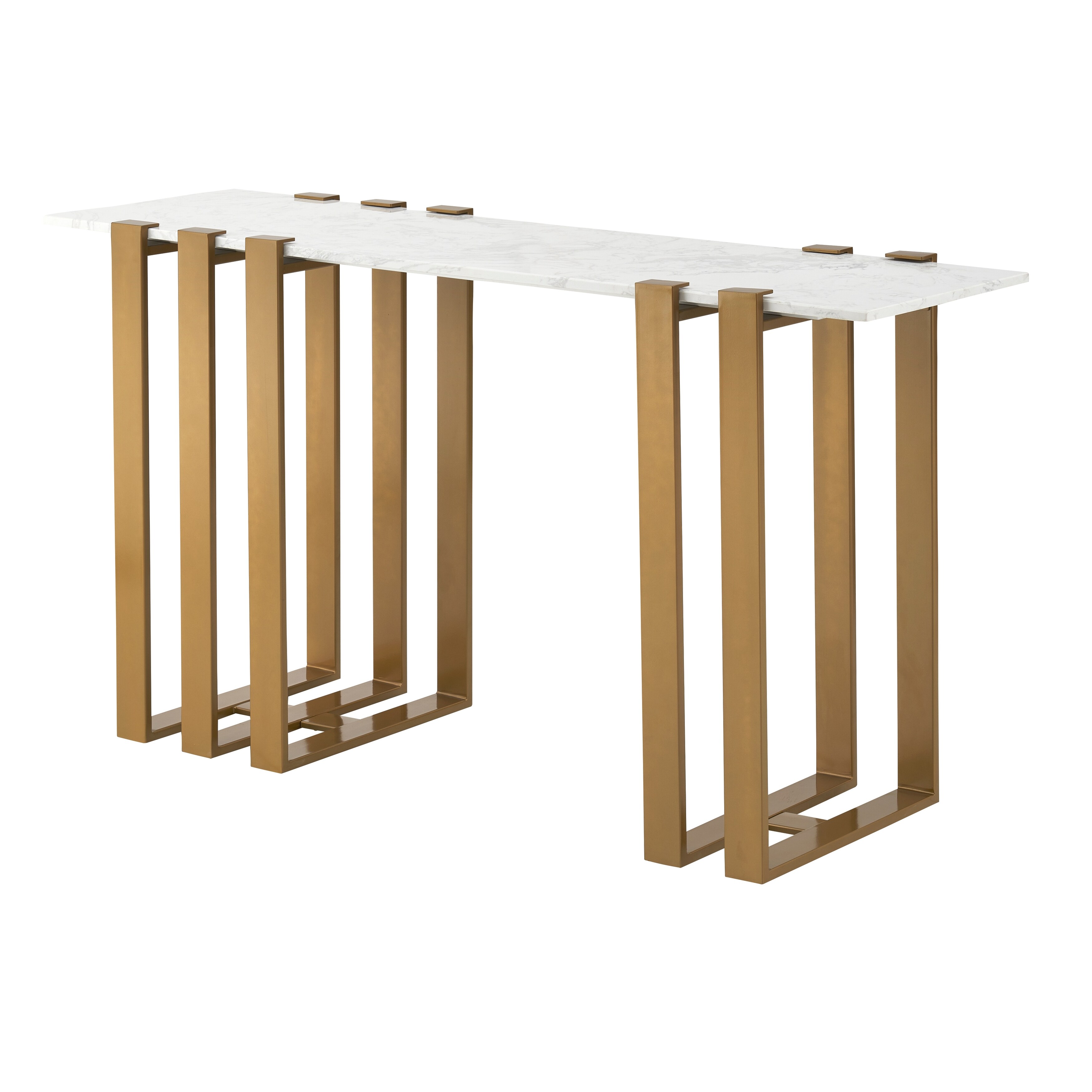 Cleo Contemporary Style Console Table with Marble Top and Gold Finished Legs