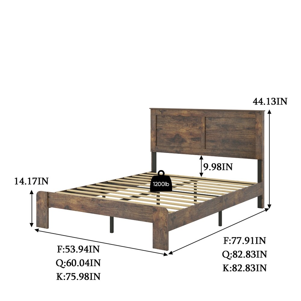 Wood Platform Bed Frame Large Under Bed Storage and Noise Free