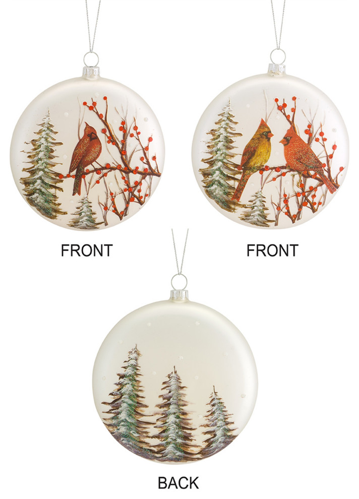 Cardinal/Tree Ornament  12 Piece Set  5.5 quotH Glass   Transitional   Christmas Ornaments   by Timeout PRO  Houzz